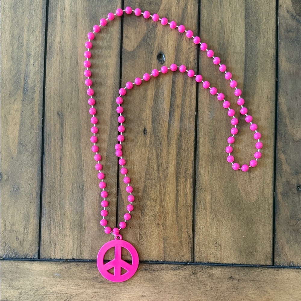 Pink Peace Sign Necklace